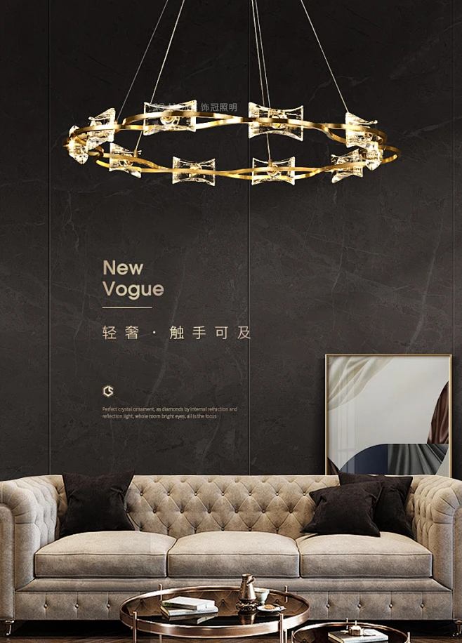 全铜水晶吊灯客厅灯 后现代轻奢卧室灯港式风格设计师led餐厅灯具-tmall.com天猫-花瓣网