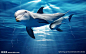 海底世界海豚母子3D海电视背景