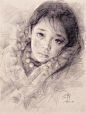 Portrait of a Tibetan Girl IV by Aixuan #素描#