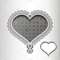 纸花边贺卡，黑白图案，为情侣，模板祝贺心，3D，矢量eps10