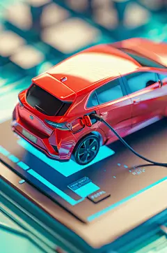 AI数字艺术3D立体新能源汽车节能环保插画模型