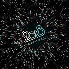 2018年新年快乐。圣诞节。敬礼。黑暗的背景。贺卡,