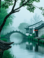 江南的春，如诗如画，_ 烟雨朦胧，轻笼水乡。 (1)