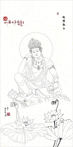《三十三观音图》感受佛法慈悲与艺术魅力_桑杰本