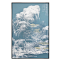 新中式禅意山水装饰画现代抽象玄关挂画中堂样板房书房茶室大幅蓝-淘宝网
