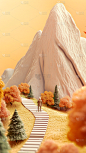 重阳节登山创意可爱微缩