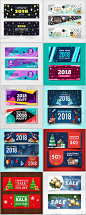 2018新年促销卡券海报banner高清背景图库横幅圣诞ai矢量设计素材-淘宝网