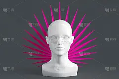 以女王为主题的创意插画和程式化的皇家披风棕榈叶3D插图