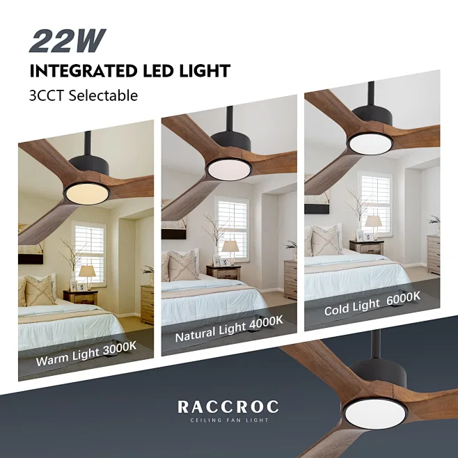 NOPAARD 48 Inch Ceiling Fans With Lights With Remote Control, Farmhouse Ceiling Fan, Glass Shade Quiet Dc 6 Speed Motor Timing 5 Reversible Plywood Blades Grey Natural W