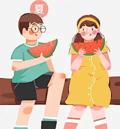 手绘可爱插画夏至可爱孩子吃西瓜高清素材 可爱 吃西瓜 夏至 孩子 手绘 插画 装饰插图 免抠png 设计图片 免费下载