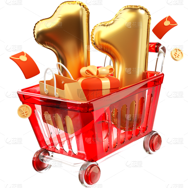 双11双十一通用3D亚克力促销物品购物车...