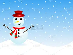 圣诞节,绘画插图,雪人,雪,传统节日,蓝色背景,寒冷,贺卡,圣诞帽,泰国