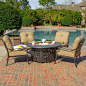 Rosedown 4-Person Cast Aluminum Patio Deep Seating Set With Fire Pit Table traditional-outdoor-lounge-sets