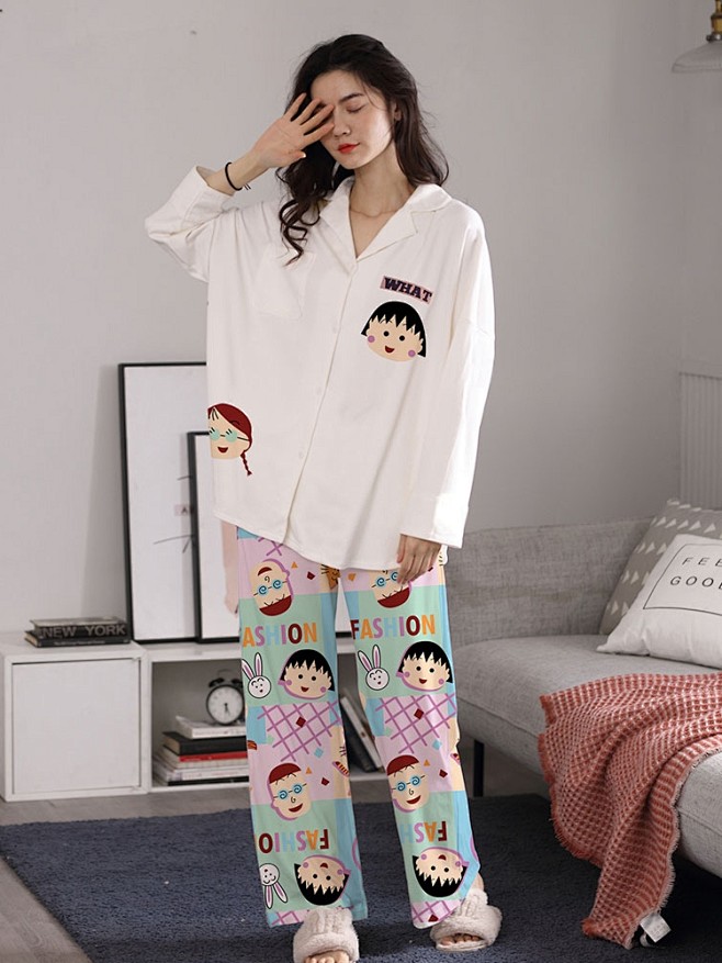 睡衣女春秋可外穿纯棉家居服女士套装冬季可...