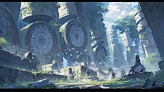 AI神庙遗迹场景素材 游戏场景概念设定参考 背景插画设计临摹图-淘宝网-花瓣网