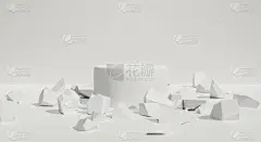 几何形状的抽象背景。3D石碑在工作室。创意最小的场景。用于空白造型、展示产品和广告设计的白色讲台三维