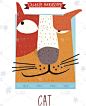 卡通插画猫牌