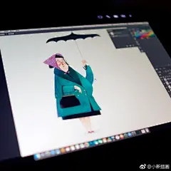 课堂示范。毫无意外的又严重拖堂了，不过兔儿们开心，学到东西就好！造型是临摹的大师线稿，自行配色。#小新儿童插画# ​​​​