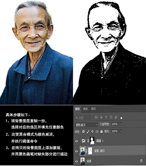 彩色图片改素描教程