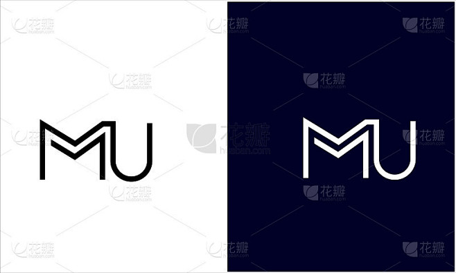 MU、UM抽象字母标志交织字母