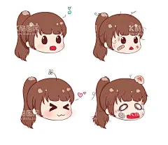  女孩头像   - 源文件下载【酷图网】卡通女孩,头像,开心,挨揍,可爱,无辜,表情