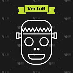 面具,白色,分离着色,僵尸,线条,计算机图标,黑色背景,怪异