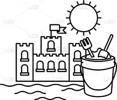 沙雕,白色背景,玩具,建筑业,海岸线,童年,节日,剪影,休闲,绘制