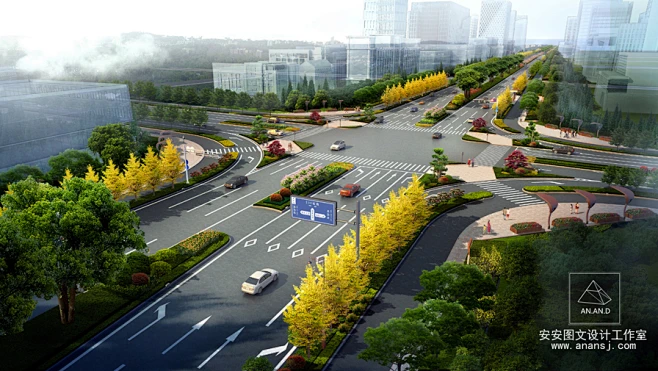 道路绿化效果图 - 安安图文-花瓣网
