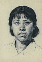 靳尚谊1976年女青年头像写生作品