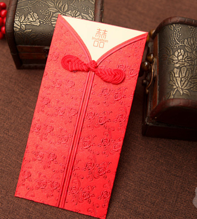 中式婚礼请柬将红色、“喜喜”字运用的创意...