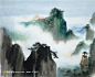 中国现代山水国画黄山图