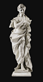French, late 18th / early 19th century, FLORA OR ALLEGORY OF SPRING marble H. 79,5 cm, 32 1/4 in.
