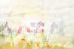 橙色背景在大厅和前景是图表明正方向。文本的空白。金融经济学概念 .