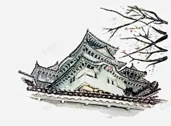 日本建筑手绘 平面电商 创意素材