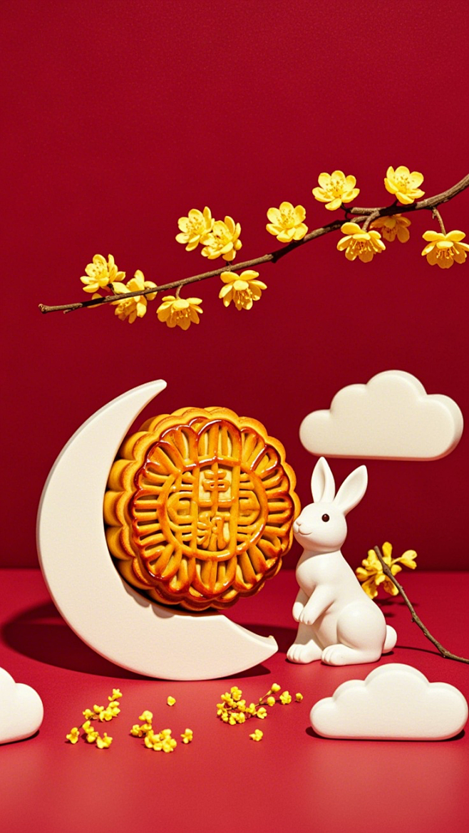 中秋-月饼-月亮-月兔-节日-桂花 (1...