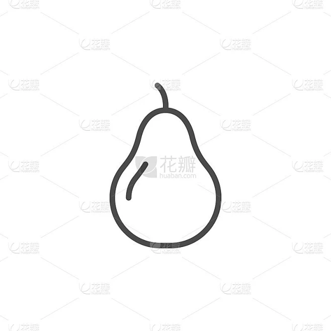 梨线轮廓图标水果概念素材-花瓣网