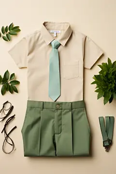 校服青春衬衫短裤设计套装图片摄影图