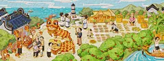 长洲岛-手绘形象墙-广州黄埔区-民俗乡土风情 - 裴蓓 - 原创作品 - 视觉中国(shijueME)