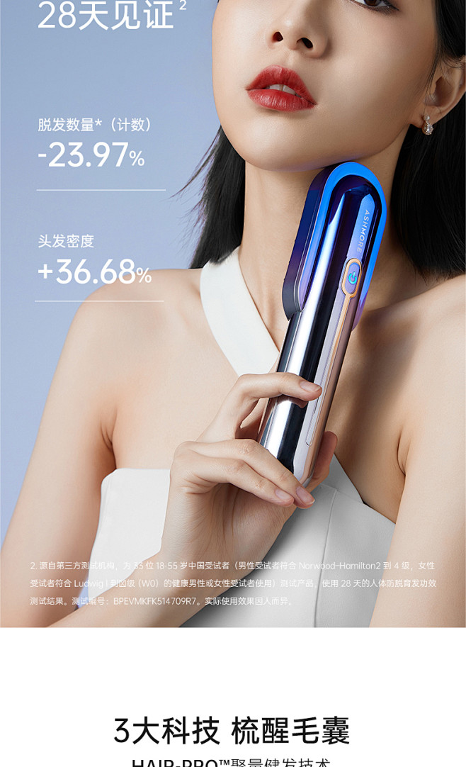 618活动艾诗摩尔射频健发梳激红光防增脱...