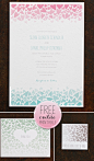 DIY, greige, invitations, olive green, ombre, pink, romantic , teal, paper