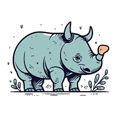 犀牛插画矢量图设计素材