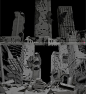 Kitbash城市景观大都市废墟破高楼场景C4D Keyshot FBX OBJ模型-淘宝网