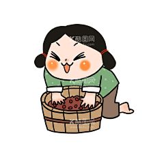 洗红豆的女孩  - 源文件下载【酷图网】人物插画,居家插画,插画,生活插画,小清新插画,休闲时光,png
