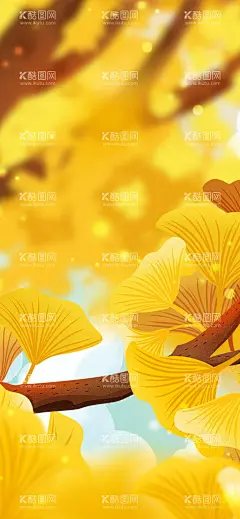 秋天的银杏叶  - 源文件下载【酷图网】深秋,秋天,秋季,秋,银杏叶,森林,落叶,秋分,立秋,秋季落叶,秋风扫落叶,秋天背景,手绘银杏