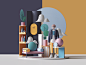 Home character 3d art home adobe photoshop architecture logo ui colors geometry abstract geometric cinema4d cgi render set design illustration c4d 3d