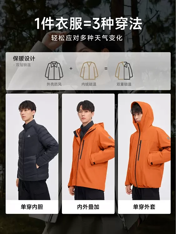【鹅绒】波司登户外羽绒冲锋衣三合一202...