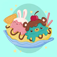 卡通可爱冰淇淋甜筒沙冰烘焙蛋糕点奶油甜品小吃插画ai设计素材-淘宝网