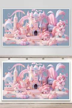 唯美卡通城堡场景背景-众图网
