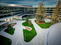 SUNNYVALE BUTTERCUP by HOK ArchiExpo : Biophilic design is taken to a new level at Central + Wolfe designed by HOK, where the office campus not only features green space, green walls and vast expanses of windows, yet actually resembles a buttercup in shap