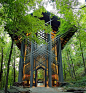 Thorncrown Chapel is a chapel located in Eureka Springs, Arkansas, designed by E. Fay Jones and constructed in 1980. The design recalls the Prairie School of architecture popularized by Frank Lloyd Wright, with whom Jones had apprenticed